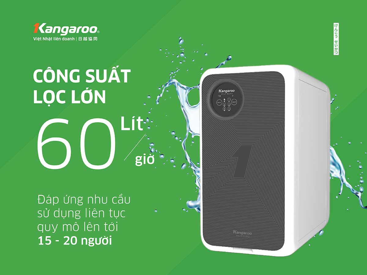 Máy lọc nước Kangaroo Hydrogen KG400US công suất lớn lên tới 60l/h